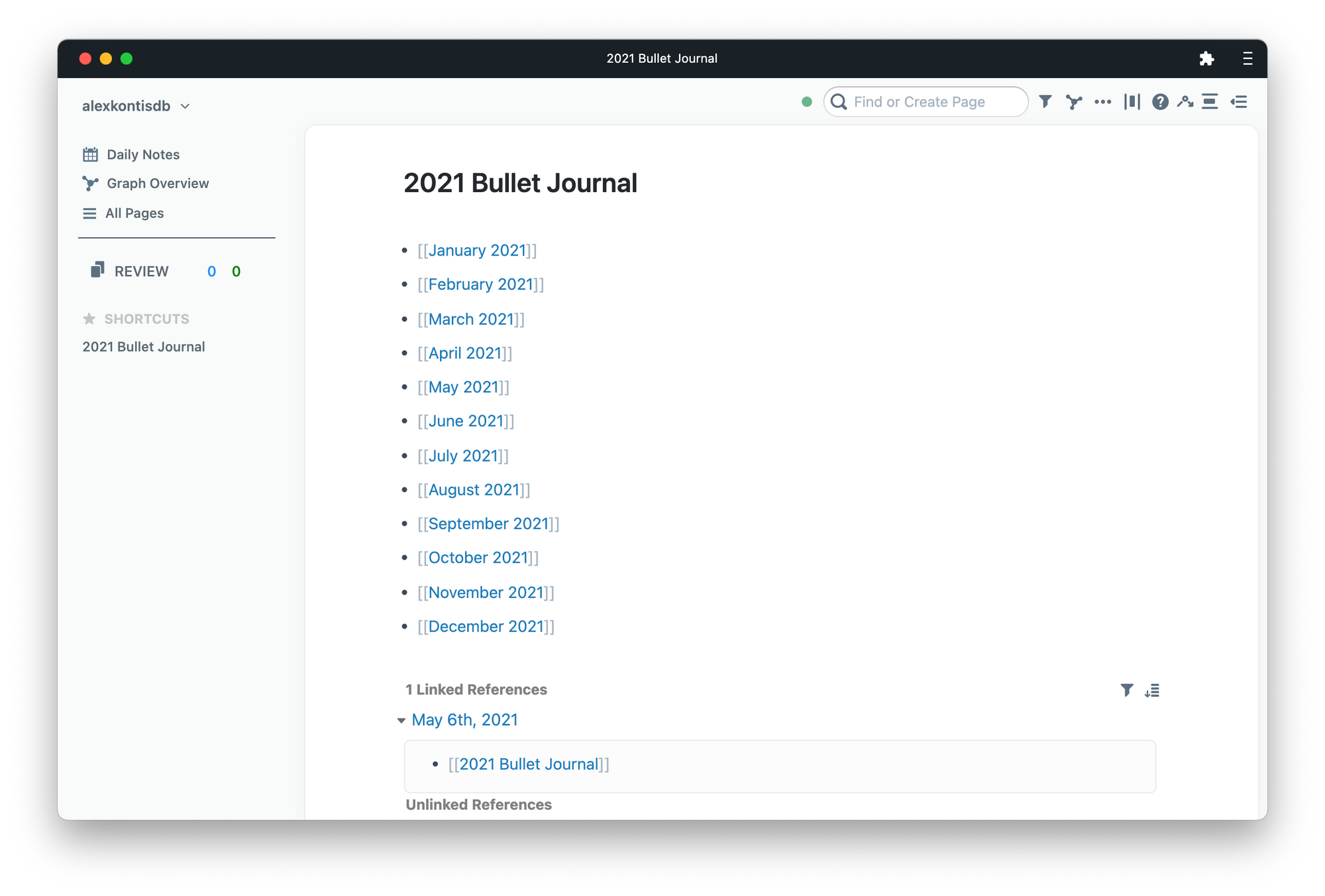 Recreating the Bullet Journal in Roam Research